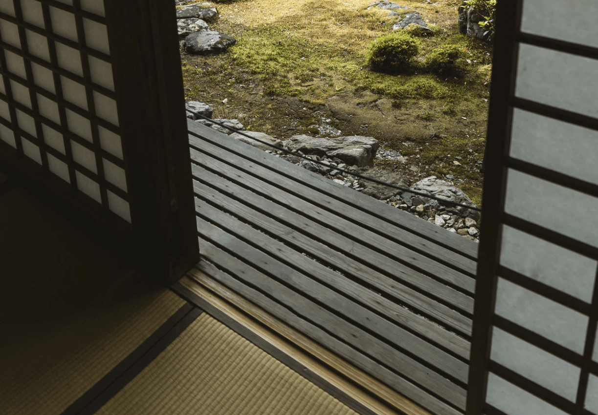 Photo of door separate inside and outside of a house